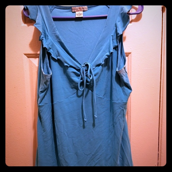 Vintage Suzie Tops - 💞💞Blue ruffled blouse size xl